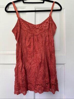 Dress Barn Orange/Rust Red Lace-Trim Cami Tank Top Size Large